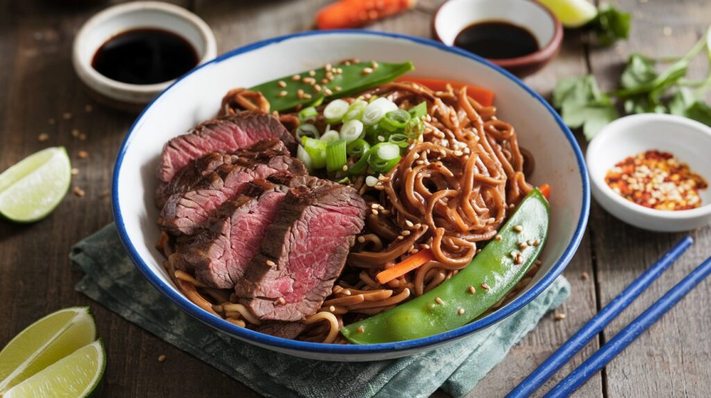 A vibrant bowl of Hoisin Beef Noodles