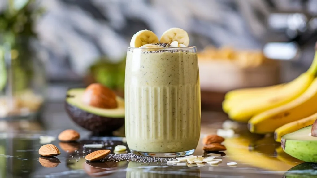 Avocado Banana Almond Smoothie with Honey