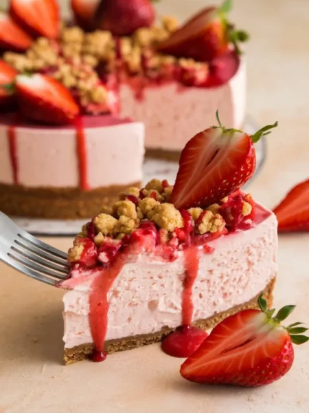 Berrylicious Strawberry Crunch Cheesecake