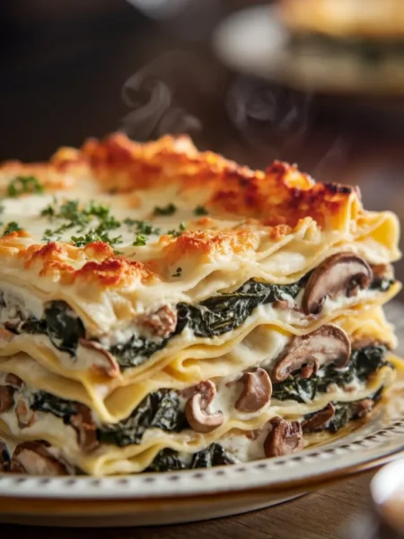 Creamy Spinach and Mushroom Lasagna