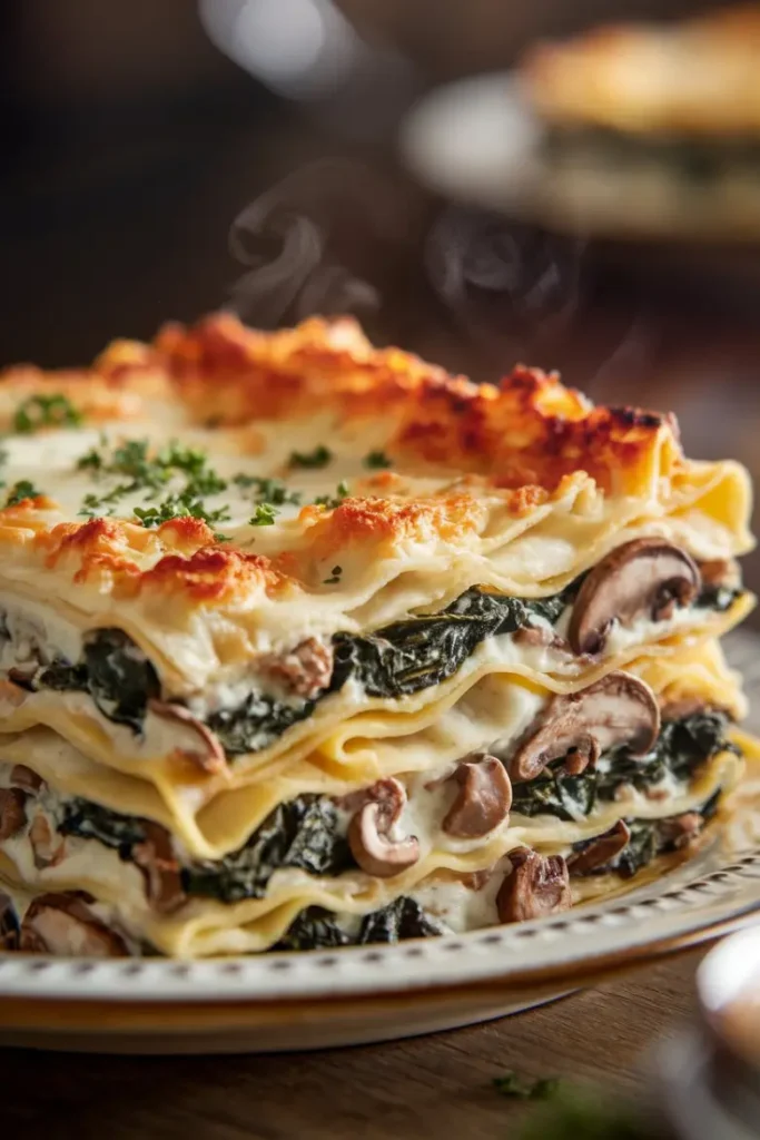 Creamy Spinach and Mushroom Lasagna